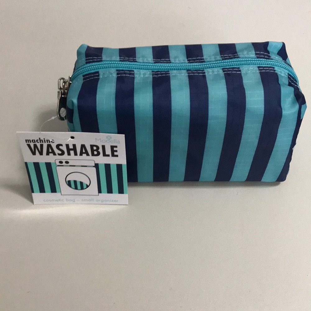 Modella NWT Teal with Blue Stripes Small Organizer